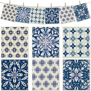 6 Packs Swedish Paper Cloths for Kitchen, Reusable Paper Towels Washable Dish Rags, Highly Absorbent Kitchen Towels Quick Drying Swedish Sponge Cleaning Dish Cloths (Blue Ornamentation)