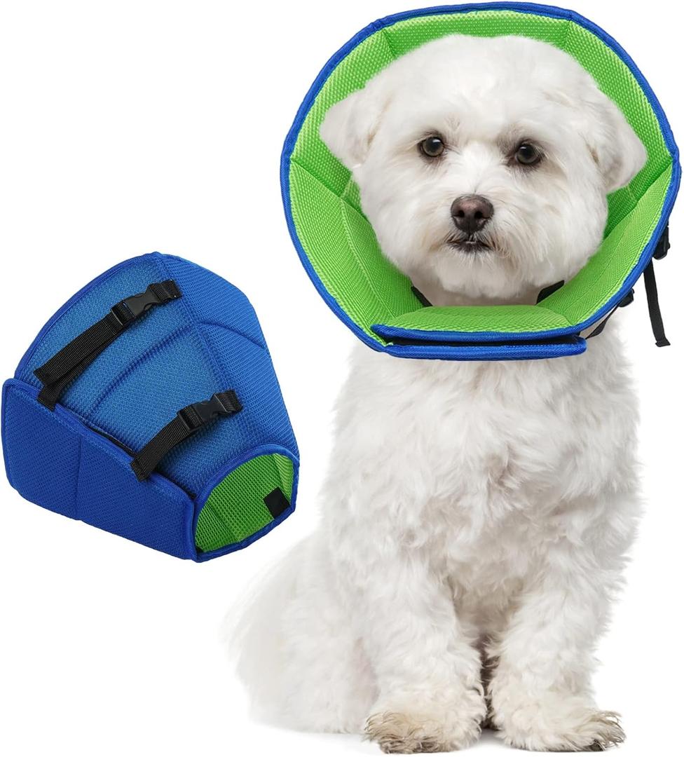 Dog Cone Collar After Surgery, Adjustable Soft Recovery Cone for Small Dogs to Stop Licking, Light-Weight Comfortable Elizabethan Collar for Dogs Anti-Bite Lick Protective Wound (S(Neck Girth:9.45"-11.81"), Blue)