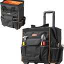 VEVOR 15" Rolling Tool Bag, 110 lbs Load Capacity, 25 Pockets Heavy Duty Roller Tool Bag on Wheels, Adjustable Telescoping Handle & Stable Base, Toolbag Organizers w/Wheels for Construction, Mechanic