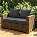 Patio Cushions for Outdoor Furniture, 24x24 Outdoor Couch Cushions, Waterproof & Fade-Resistant Patio Chair Cushions with Removable Cover, Replacement Outdoor Deep Seat Cushion, Dark Grey (Set of 2), 24*24+5.75/25*22.5"