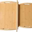 Bamboo Serving Tray Rectangle Platter Breakfast Dinner Food Bed Tray for Eating Kitchen Restaurants (1, 17.3" x 11.8" x 1.2" (with Handle))