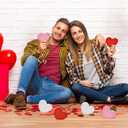 6 Valentine's Day Heart Wooden Table Decor Centerpieces Happy Valentines Tabletop Rustic Love Hearts Wood Block Sign Tiered Tray Decorations for Valentine Home Shelf Desk Mantle Party Decoration