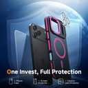 Magnetic 3 in 1 for iPhone 17 Pro Case, [Omni-Directional Protection] with 1x Screen Protector + 1x Camera Cover, [Seamless Work with Magsafe] Shockproof Slim Thin Case for iPhone 17 Pro Hot Pink