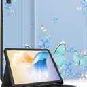 Uppuppy for Samsung Galaxy Tab S6 Lite Case 10.4 Inch Kids Cute Girls Folio Women Butterfly Girly Pretty Kawaii Aesthetic Teens Blue Tablet Cover for Samsung S6 Lite Tab Cases SM-P610/P613/P615/P619