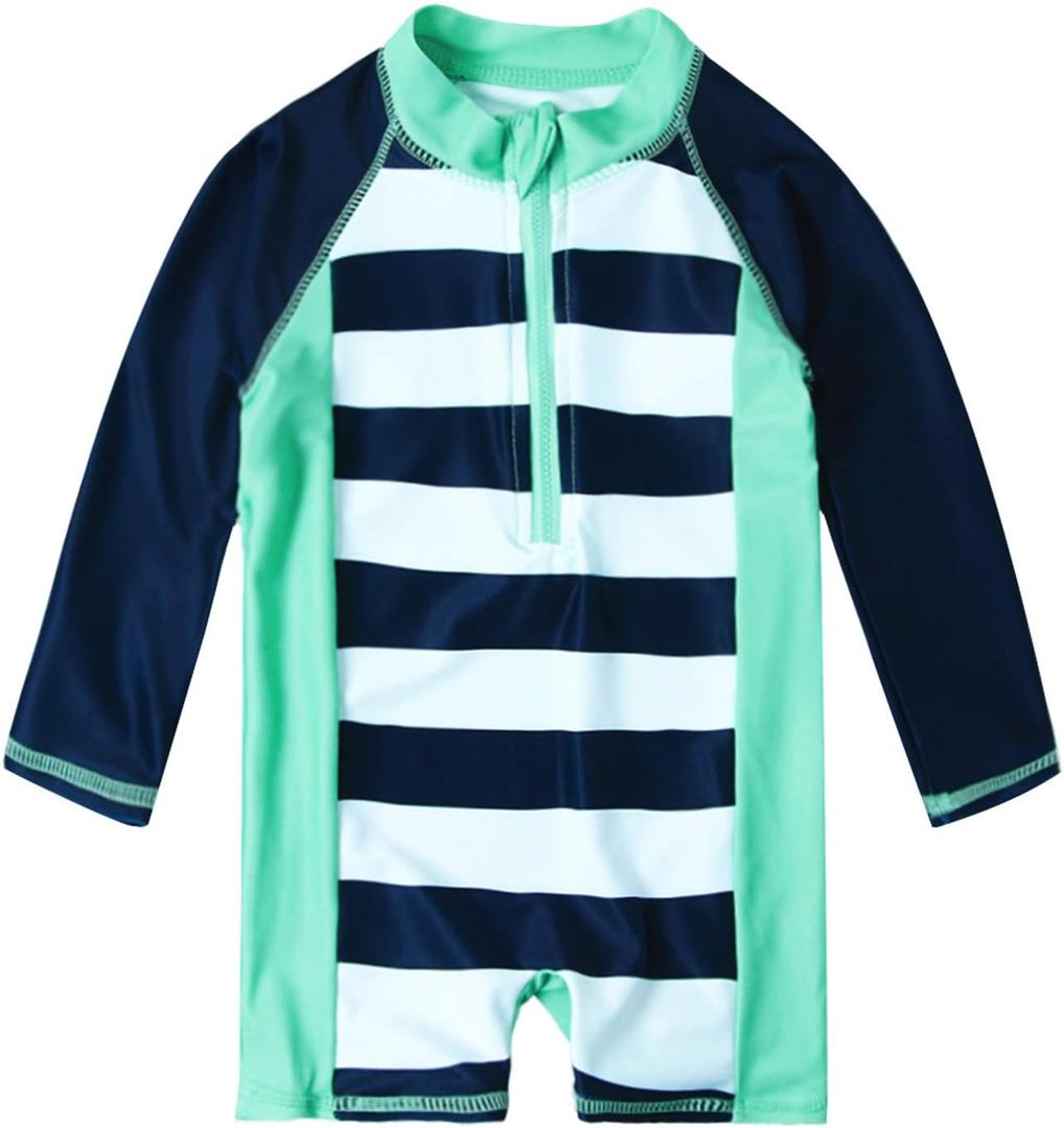 uideazone Baby Toddler Boys Zipper Rash Guard Swimsuit UPF 50+ One Piece Beach Swimwear Bathing Suits 3-36 Months (Blue)