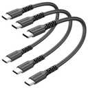 Short USB C to C Cable 0.5FT 3Pack, 6inch USB-C 60W Fast Charging Cords for iPhone 15 16, for Samsung Galaxy S25 S24 S23, Air 2020, iPad Pro, Power Bank and Other Type c Devices