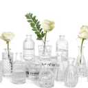 TBWIND Glass Bud Vases Set of 12, Small Vases for Centerpieces, Vintage Mini Vases for Wedding Decor, Clear Glass Bud Vase in Bulk, Office and Home Table Flower Dcor