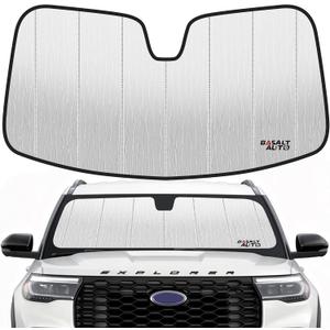Windshield Sun Shade Compatible for 2020-2024 Ford Explorer Silver Reflective Foldable Front Sun Visor Sunshade Protector with Storage Bag Keep Interior Cool
