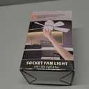 LANMEL Socket Fan Light with Remote & APP, 17.7'' Socket Ceiling Fan with Socket Extender, 3 Colors LED Light Bulb, Screw in Small Ceiling Fan for Bedroom Living Room Kitchen Garage (Black)