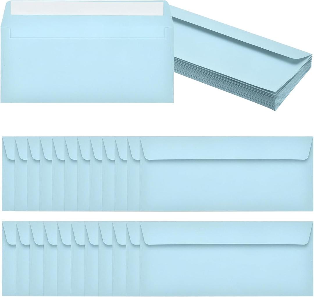 PATIKIL 24 Pack Light Blue #10 Business Envelopes, Colored Self Seal Letter Size Envelopes for Business Mailing Office Checks Invitation, 4-1/8 x 9-1/2 Inches