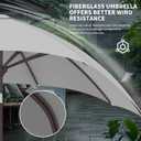 Kingdura 9FT Outdoor Patio Umbrella, Round Market Table Umbrella with Push‑Button Tilt and Crank Lift, 8 Sturdy Metal Ribs, UV50+ Protection Canopy for Backyard, Lawn, Deck, Poolside, Garden (Light grey)