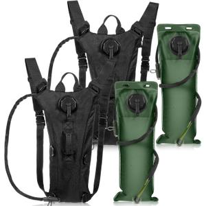 Sanwuta 2 Pcs Hydration Backpack with 3 Liter Water Bladder Tactical Lightweight 17.72 x 7.87 Inch Hydration Pack Backpack Water Backpack Hydration Bag Water Bag for Hiking Running (Black)