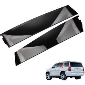 Dasbecan 926-245 Rear Door Applique Molding Window Trim Rearward Compatible with Chevrolet Chevy Tahoe Cadillac Escalade GMC Yukon 2015-2018, Left and Right Gloss Black Panel Replaces 926-246