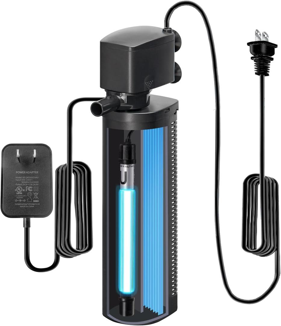 TARARIUM 600GPH Cold Plunge Small Pool Filter with 24V DC Powerful Pump for or Up to 1000 Gal Cloudy Water Cleaner (Black)