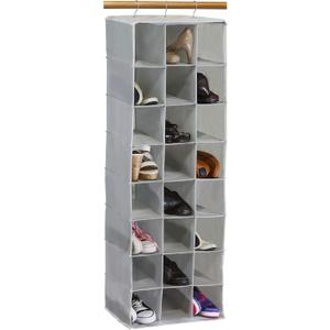 Simple Houseware Hanging Closet Organizers 24 Section Shoe Shelves, Gray