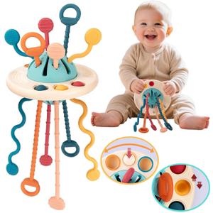 Baby Toys for 1 Year Old, Montessori Toys Hanging in Stroller, Sensory Toy for Todders 12-18 Months+, UFO Pulling Educational Game for Developing Motor Skills Gift for Boys& Girls