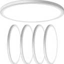 4 Pack 4700lm Super Slim 16 inch LED Ceiling Light, 5000K for Bedroom, Living Room, Dining Room (White, Four Pack)