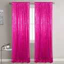 Partisout Sequin Backdrop Curtain 2pcs 2ftx7ft Hot Pink Sequence Background Party Sparkle 84inches Long Fuchsia Glitter Curtains 7FT Wedding Photo Fabric Backdrops