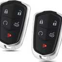 Key Fob Cover Shell Case Replacement for Cadillac ATS ATS-V CTS CT6 XTS XT5 XT4 XT6 SRX 2014 2015 2016 2017 2018 2019 2020 2021 5 Buttons Car Remote Pad Cover HYQ2AB, HYQ2EB (2PCS)