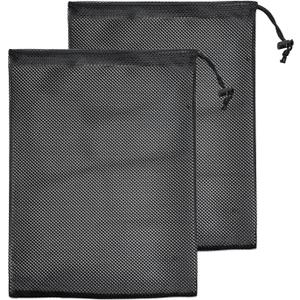 Quacc 2pcs Black Pump Barrier Bags with Drawstring Sturdy Pump Filter Mesh Bag Pond Fish Pond Filter Cover Bags Water Pump Filter Bags for Pond Fountain Pump (16.1" x 12.2")