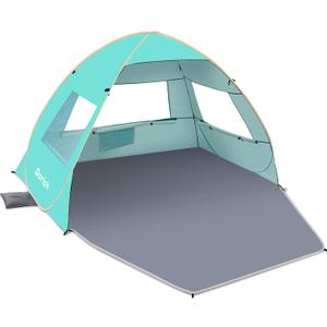Gorich Easy Pop Up Beach Tent, UPF 50+ UV Protection Beach Umbrella Sun Shelter, Portable Lightweight Shade with Easy Foldable & Instant Setup,Turquoise, 3 Person