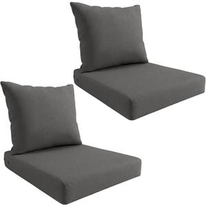 MHLATYOW QOutdoor Deep Seat Cushion Set, Weatherproof and Fade-Resistant Patio Chair Cushions, 24x24x4 in, 2-Piece Set, with Non-Slip and Outdoor Cushions, Suitable Chairs and loveseats (Dark Gray)