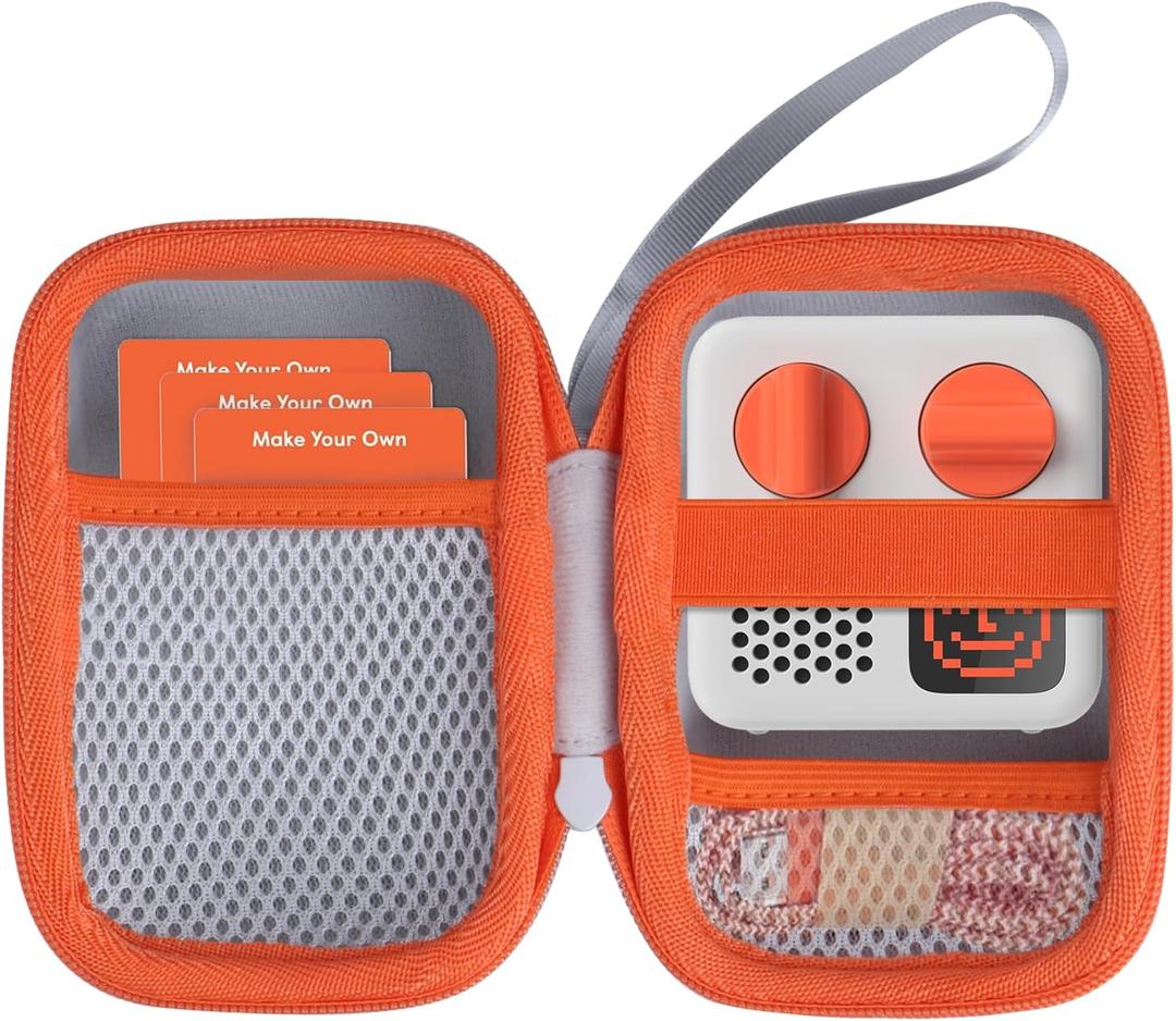 Lebakort Hard Case Compatible with Yoto Mini Kids Audio Music Player Children Speaker Plays Audiobook Cards Radio (Off White + Orange Case)