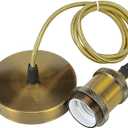 Pendant Light Kit Edison Retro E26 Industrial Mini Pendant Light Cord Kit 39.37inchs for DIY Bedrooms Bars Kitchens Halls Cafeteria(Vintage Bronze) (Gold)