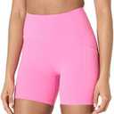 Amazon Essentials Women's Active Form Flex Buttery Soft High Waist Yoga Biker Shorts (Medium, Pink)