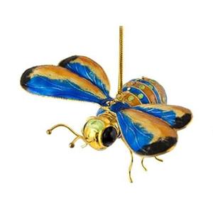 Christmas Decorations for The Holiday - Blue Yellow and Orange Bumble Bee Articulated Cloisonne Metal Christmas Ornament - Decorations for Christmas sdf-5069