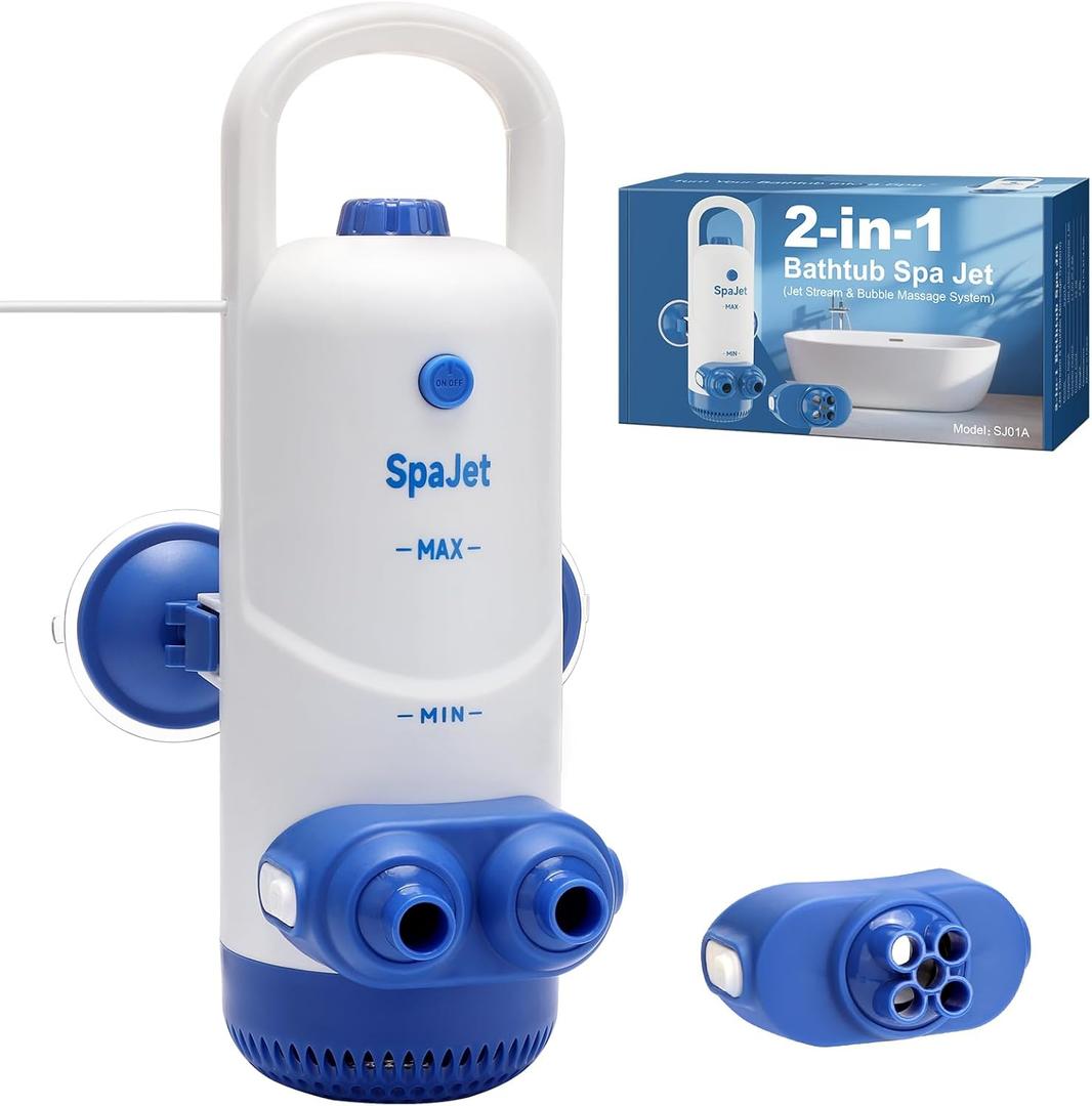 Bath Jets for Tub with Jet Massage and Bubble Mode, Bathtub Jets for Tub with 360 Rotatable Single and Dual Nozzles, the Lever-lock Suction Cups, and Handle. Jets for Bathtub at Home for Relaxation (Blue)