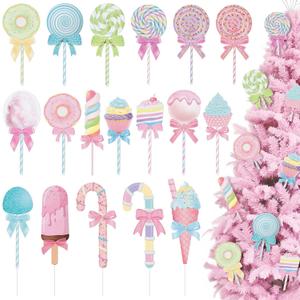 18 Pcs Large Candy Christmas Tree Decorations Lollipop Ornaments Pastel Cute Lands Xmas Tree Hanging Decor for Christmas Themed Party Holiday Decorations