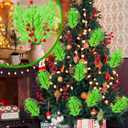20 Pcs Christmas Tree Topper 14.9'' Lime Green Furry Tree Picks 7'' Red Berry Stems Christmas Ornament for Xmas Topper Wreath Vase Filler Home Decorations Supply Gift