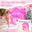Kids Princess Castle Tent for 2-3 Kids Indoor/Outdoor Playhouse for Toddlers Polyvinyl Chloride PVC 1 pcs Foldable Kids Play Tent Casita House - Pink Flower House 37x28x40 in