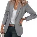 Cicy Bell Women's Casual Blazers Open Front Long Sleeve Work Office Suit Jackets Blazer (Gray, XS)
