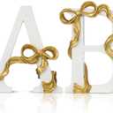 Baby Letters for Baby Shower, 8.25" Gold Bow Monogram Letter Gothic Styles Home Party Centerpieces for Gender Reveal Birthday Party Decorations