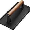 Yoehka Cast Iron Grill Press-1PCS, Heavy Duty Bacon/Burger/Griddle/Chef Press with Wood Handle, Perfectly Grilled Steak,Meat,Sandwich,Panini, 2.25lbs Cooking Weight,Rectangle(8.27"4.25"3.35in)