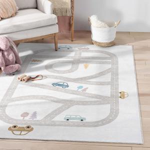 Well Woven Kids Playful Roads 3' x 5' Playmat Nursery Kids Room Machine Washable Rug