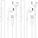2-Packs Headphones with Lightning Connector, Wired Earbuds for iPhone with Built-in Remote to Control Music, Phone Calls, and Volume, Compatible 14 13 12 11 Pro Max X XS XR 8 7 Plus.