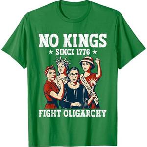 Women No Kings Fight Oligarchy Feminist Patriot 4th of July T-Shirt, Size XL