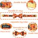Maca Bates Halloween Dog Collar Spooky Ghost Dogs Collars with Bow Yellow Pumpkin Puppy Colar with Bowtie Adjustable Birthday Gift for XS Small Medium Large XL Girls Boys Male Female Dogs Pet