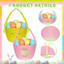 4 Pcs Easter Woven Basket Empty for Gifts Small Bunny Woven Cotton Rope Baskets with Handle Easter Egg Hunt Buckets Bags for Girls Baby Shower Candy Egg Storage Easter Party Decoration Basket Gifts