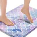 Britimes Purple Pink Gradient Bath Mat,Mermaid Scale Texture Bathroom Rugs No Slip,Cute Washable Cover Floor Rug Carpets Floor Mat 16x24 inches for Kitchen Bedroom