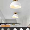 3-Pack Industrial Semi Flush Mount Ceiling Light with Gold Plate and White Shade, Farmhouse Ceiling Light Fixture for Kitchen Island Dining Room Foyer Hallway Porch Barn Loft10in