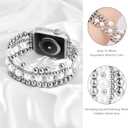 AIRSPO Gold Beaded Bracelets Compatible for Apple Watch Band 38mm 40mm 41mm 42mm Women, Fashion Handmade Dressy iPhone Watch Bands Stainless Steel Beads Elastic Strap for iWatch Series 11 10 9 SE 8 7 6 5 4 3 2 1 (Silver)