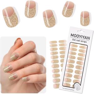 3 x Gloss Nail Strips|Uv Free|22 Pcs,Gel Nail Stickers|Long Lasting Two Weeks and Easy to Apply&Remove|Golden Spot