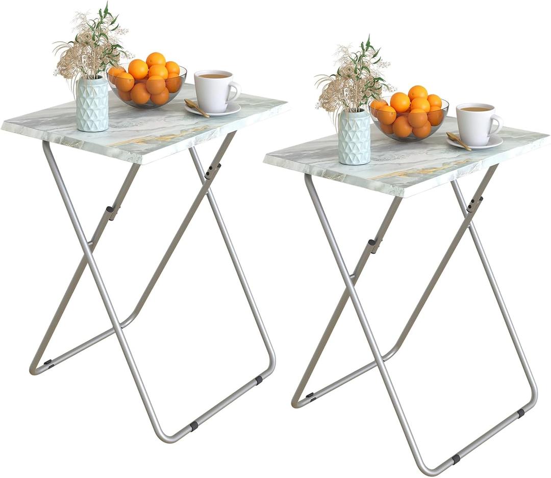 Folding TV Tray Table Set of 2,Dinner Snack Trays Table for Eating on Couch, Portable Metal Dinner Table for Small Sofa Bedside Tables with Light Weight, 15 x 18.9 x 26 in (Smoky Grey,2PCS)