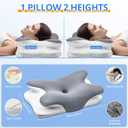 Cervical Neck Pillow, Ergonomic Memory Foam Pillows for Neck Pain Relief with Breathable Pillowcase, Adjustable Contour Neck Support Pillow for Side Back Stomach Sleepers (Gray)