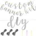 TaoBary 167 Pcs DIY Banner Kit Happy Birthday Glitter Banner Customizable Glitter Make Your Own Kit 162 Letters Symbols and Numbers 3 Rope for Birthday Halloween Wedding Christmas(Silver)