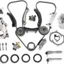 Timing Chain Kit Oil Pump Water Pump 3.6L 3.0L Fit for 08-15 Equinox Traverse Camaro Impala, for Pontiac 07-09 for Saab 07-11, for Saturn 07-10 for CTS/XTS/SRX/ATS 07-15 Engine Parts w/VTC Solenoid